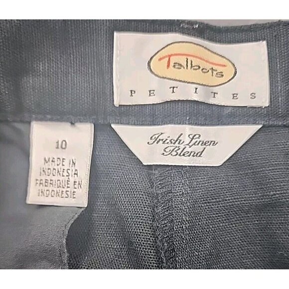 Talbots Pants Cropped Black Irish Linen & Cotton High Rise Casual Women's 10P - Picture 5 of 7